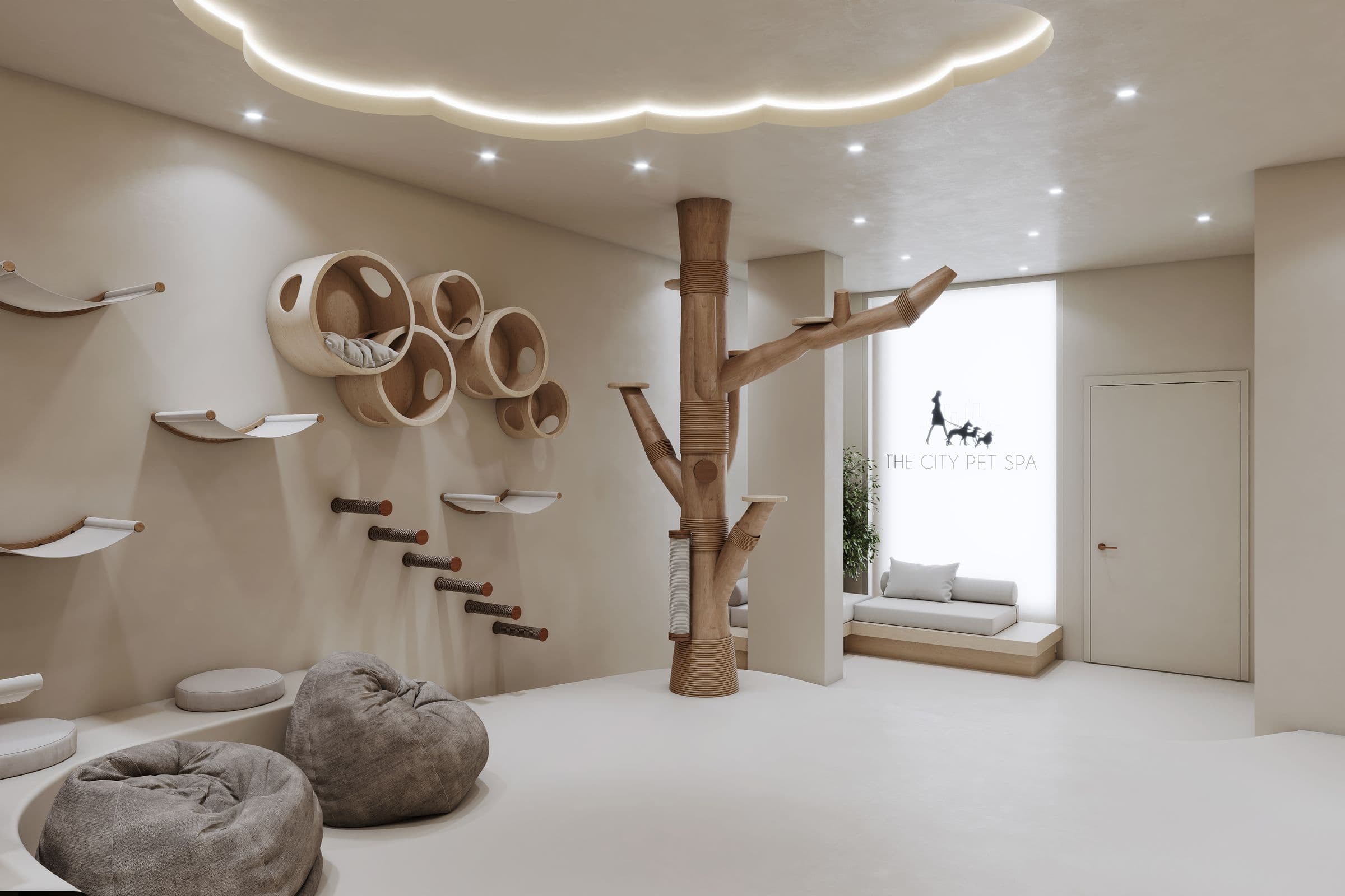 render · pet spa, climbing wall